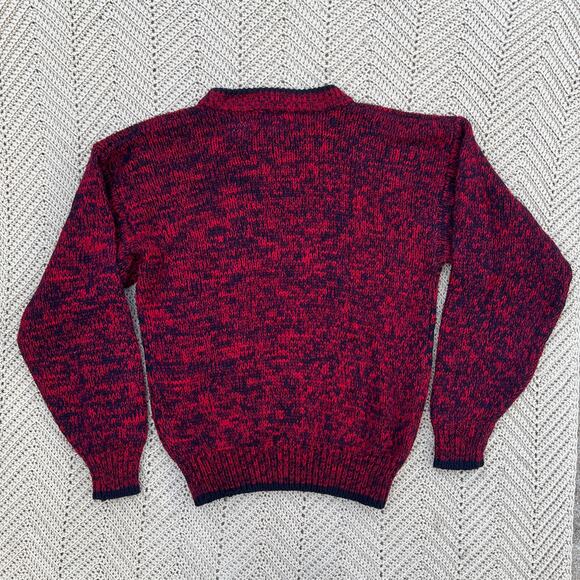 Vintage 90s Red Black Diamond Grandpa Sweater Front Line - Size Medium - Picture 4 of 4